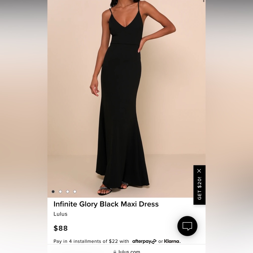 Lulus black floor length dress sz XXS. Worn once!!